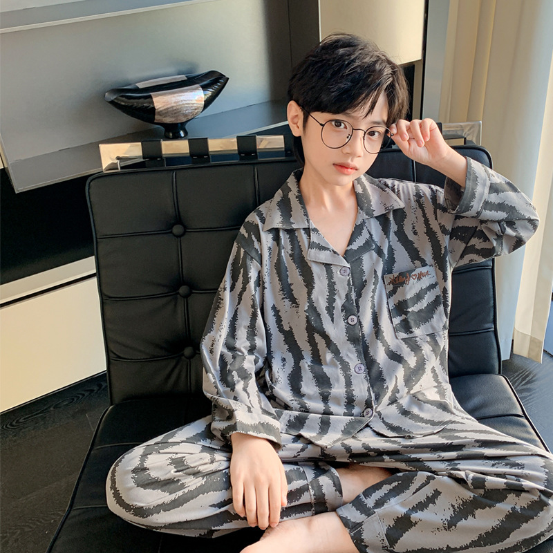 2025超火儿童睡衣男童春秋季开衫薄款长袖套装男孩家居服宝宝韩版