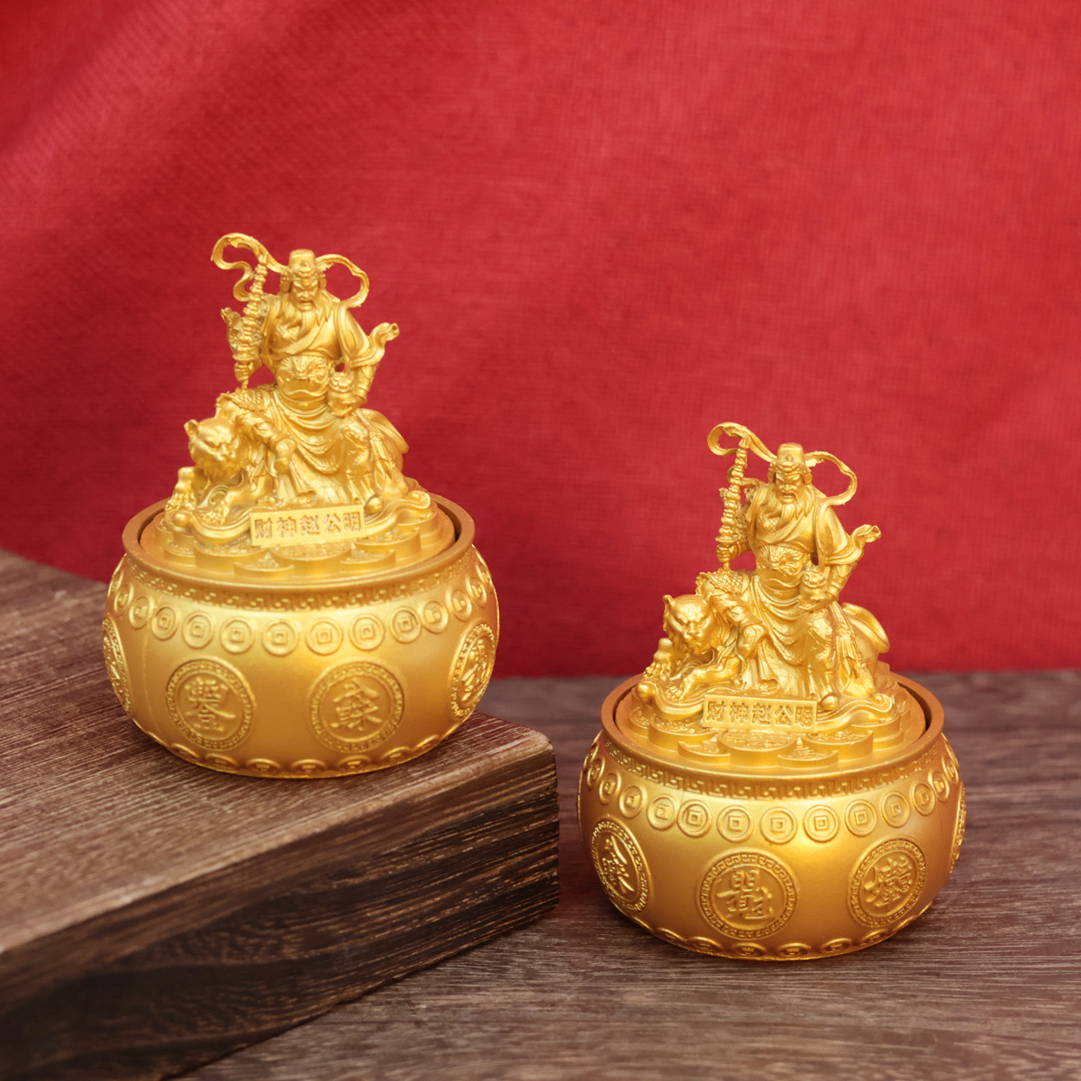 2025年新款客厅摆件财神赵公明转转聚宝盆客厅酒柜办公室装饰转运