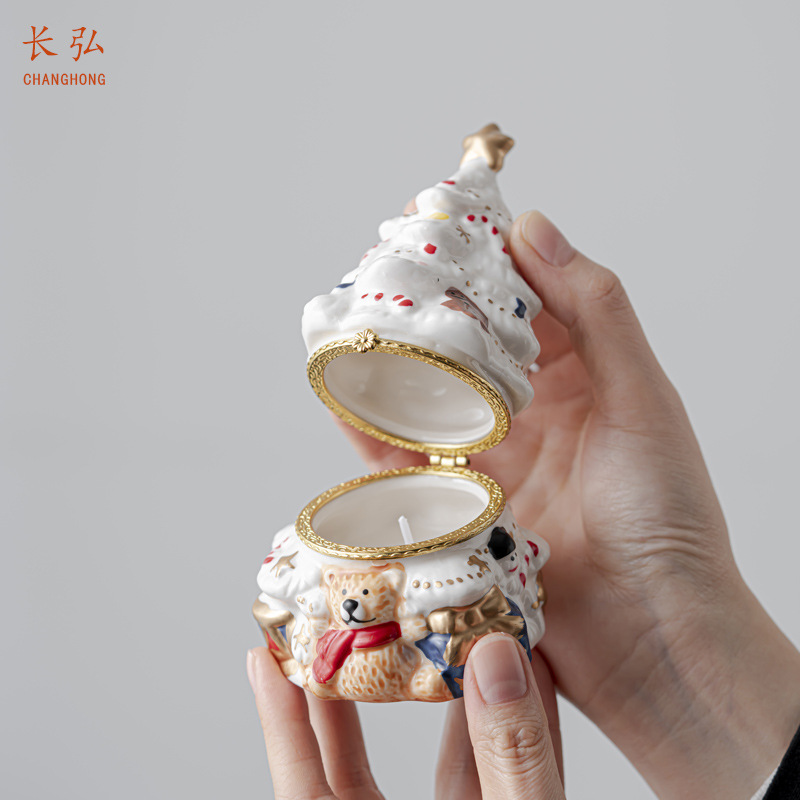 圣诞树蜡烛杯圣诞节气氛布置道具涂色摆件可爱香薰香氛装饰氛围感