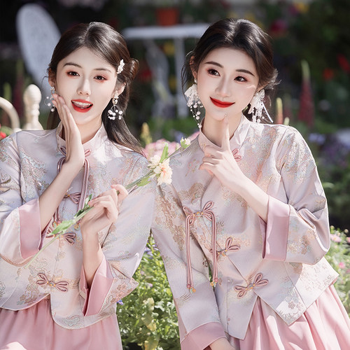 中式伴娘服女冬季姐妹裙礼服