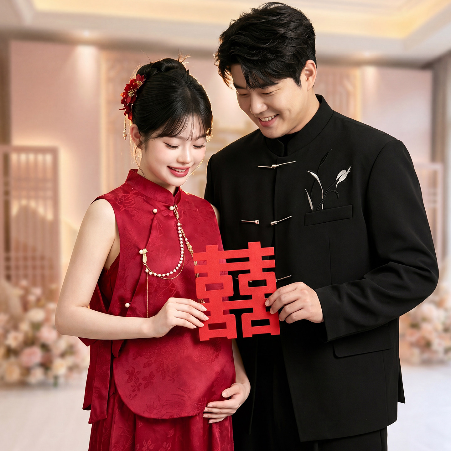敬酒服女2026新款大码胖mm孕妇订婚红色礼服小个子轻奢新中式嫁衣
