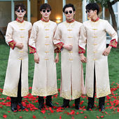 中式 衣服兄弟团接亲秀禾结婚礼服 马褂长衫 伴郎服男2025新款 兄弟装