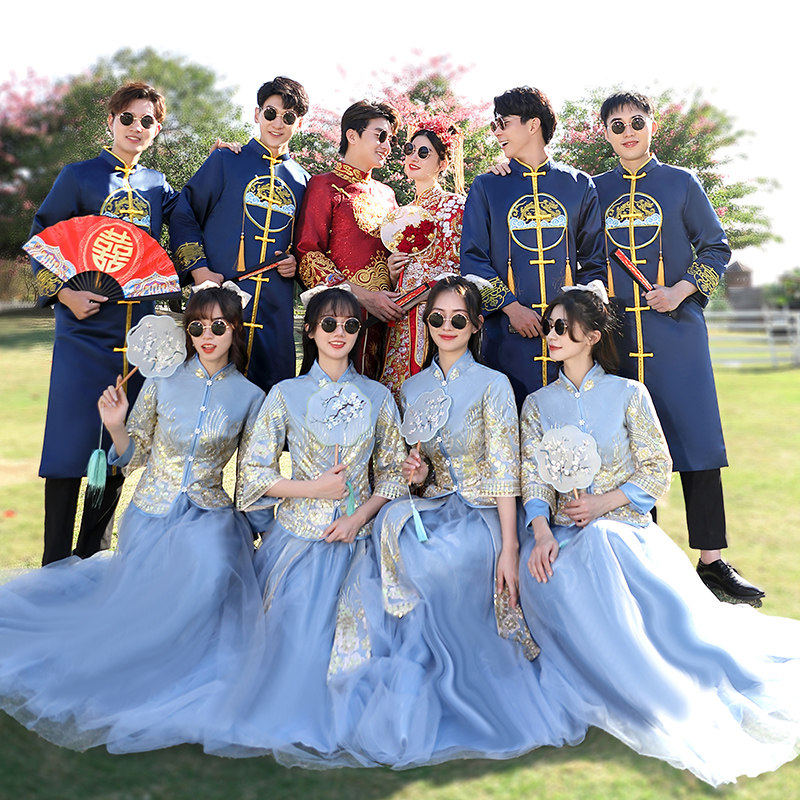 中式伴娘伴郎服姐妹装兄弟团汉服2026新款国风婚礼服女秀禾伴娘裙
