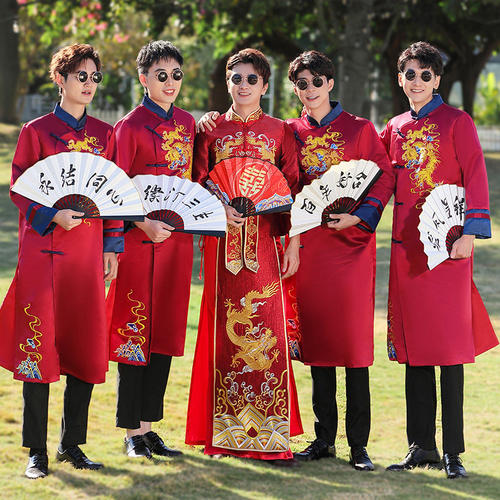 伴郎服中式冬季兄弟团秀禾结婚