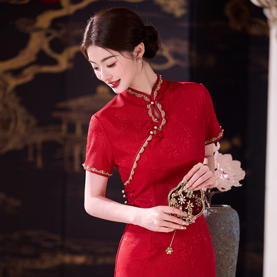 红色敬酒服新娘旗袍2025新款