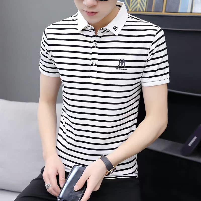 Summer wear man Short sleeved T-shirt Led Korean Edition Self cultivation clothes stripe leisure time clothes Lapelin the Men's clothing, T-shirt  category - from Buy2taobao.com to provide professional Taobao agent buy service