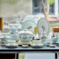 玉柏粉彩玲瓏工藝明清家用餐具