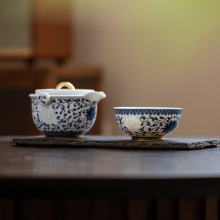 景德镇玉柏玲珑瓷非遗工艺高温白瓷旅行茶具便携包无铅铬安全健康