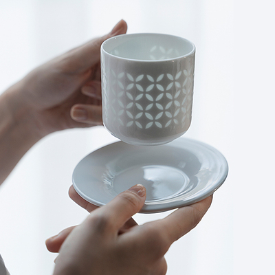 玉柏玲珑瓷高温烧制无铅铬咖啡杯