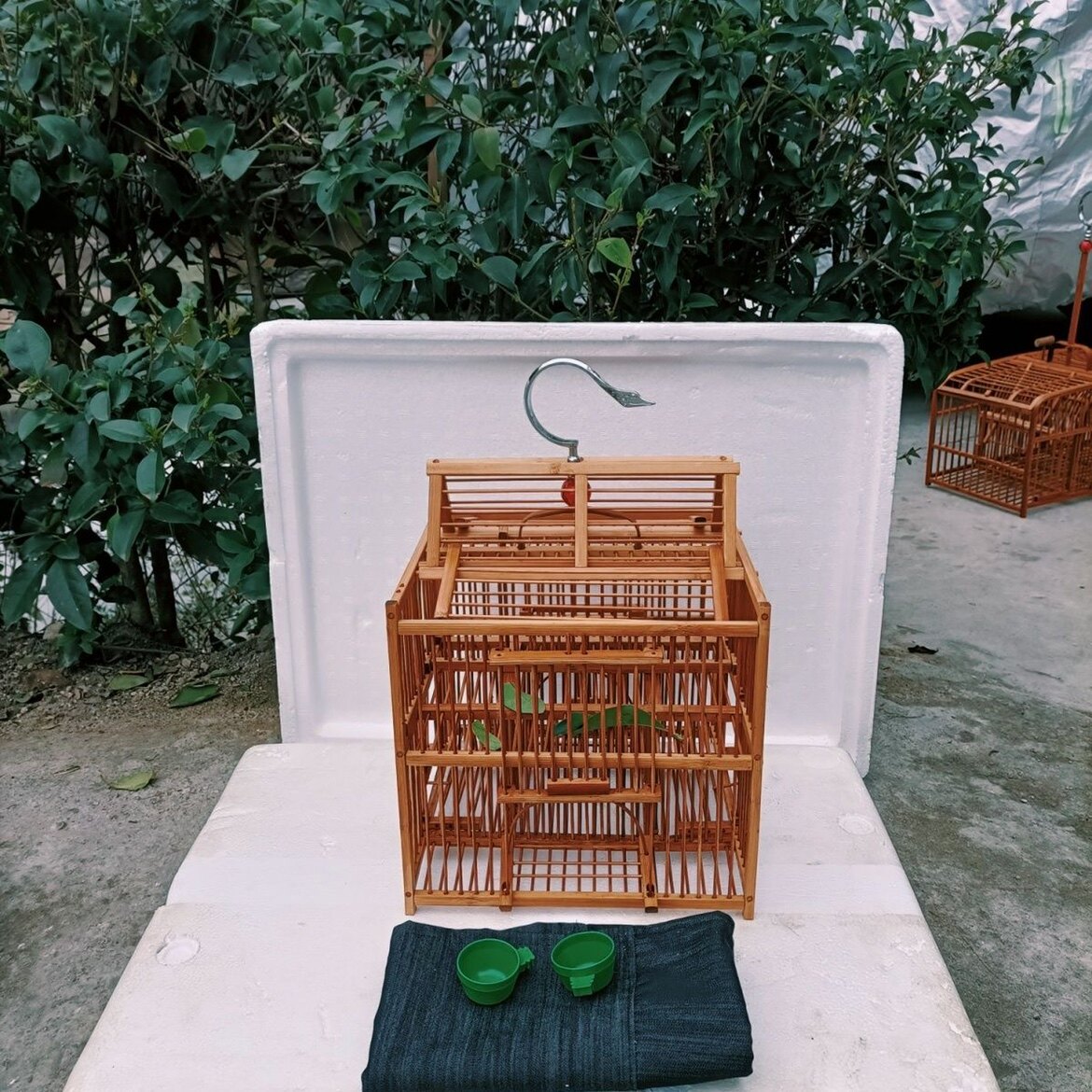 贵州凯里踏笼老楠竹制作黄豆鸟笼工艺品正方形画眉打架攻笼拍滚笼