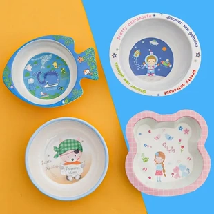 双耳汤碗卡通碗创意面碗宝宝儿童可爱密胺饭碗吃饭碗美耐皿幼儿园