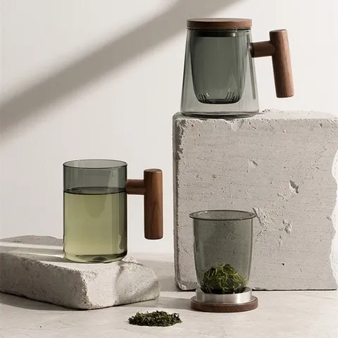 喝茶办公室煮茶围烟灰色炉泡茶壶水杯玻璃带盖套装玻璃三件杯木把,餐饮具,整套茶具,淘宝优惠券,粉丝福利购,淘宝优惠卷
