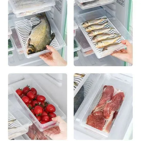 保鲜盒鱼肉冰箱分类收纳盒塑料沥水冷藏盒长方形冷冻带盖厨房,收纳整理,其他收纳,淘宝优惠券,粉丝福利购,淘宝优惠卷