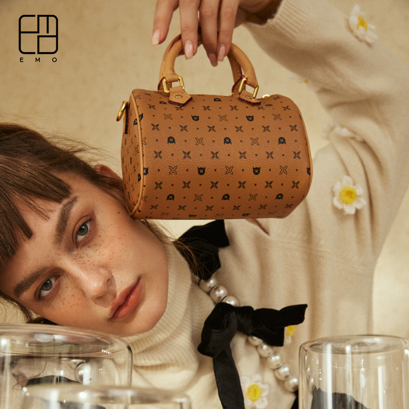 EMO新款复古轻奢老花竹节包包手提高级感枕头包单肩包包小众包包
