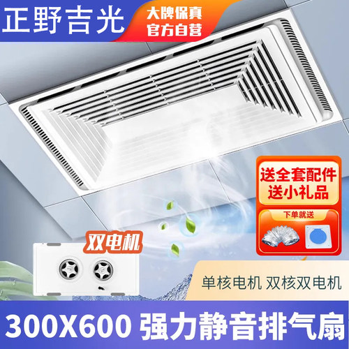 换气扇集成吊顶嵌入式300x600排气排风扇厨房卫生间强力静音30*60