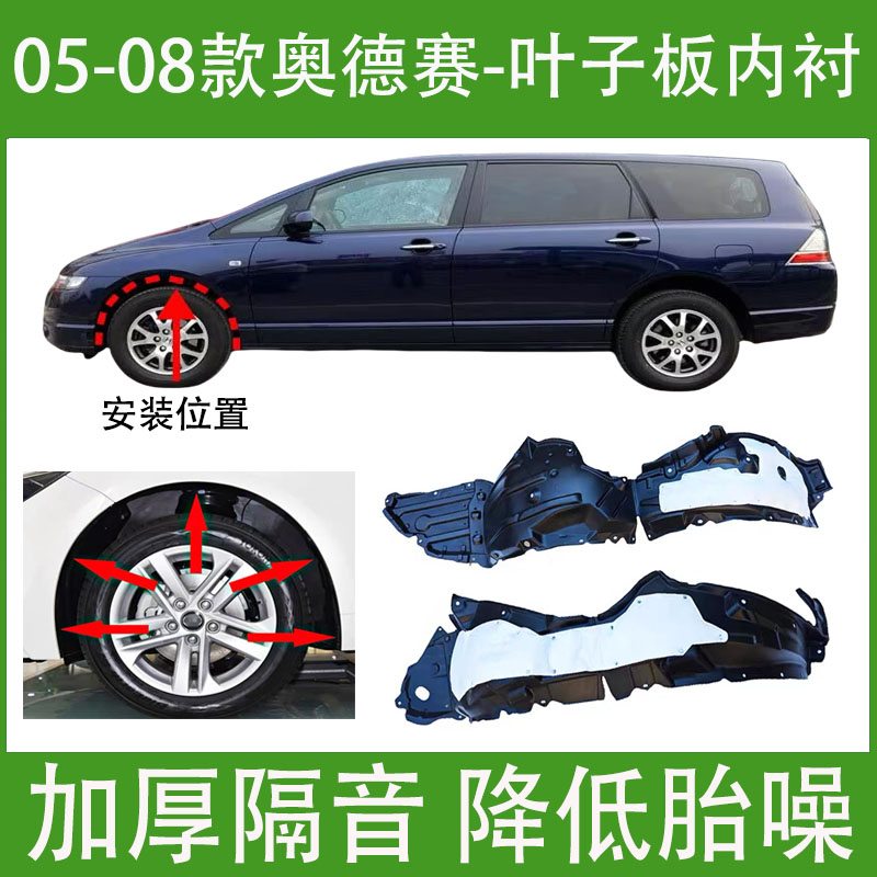 适用本田奥德赛叶子板内衬05-08年款前轮轮胎罩挡泥板翼子板内衬