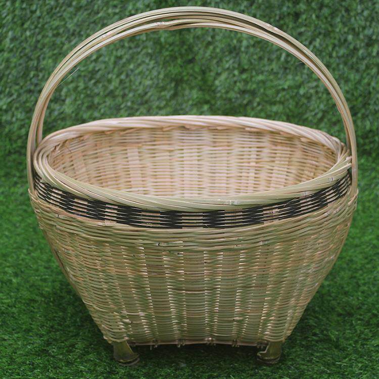手工编子织竹篮装水果蔬圆篮圆形手提筐菜篮竹鸡蛋菜竹编篮家用竹