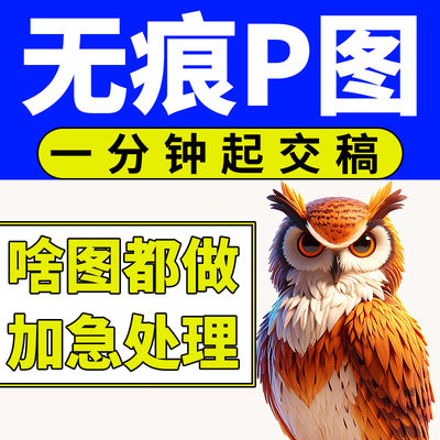 专业p图修图ps无痕修改数字批照片去水印文字扣图片处理修图批图