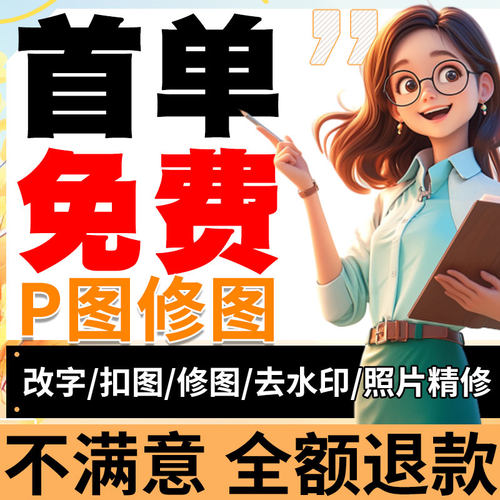专业p图修图无痕修改数字pdf去水印处理作ai证件照ps修图照片精修