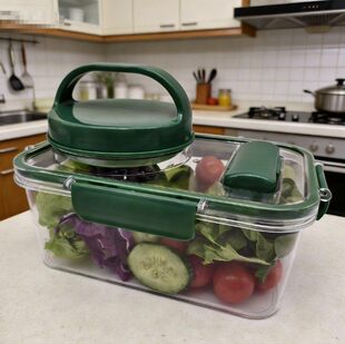 跨境Salad Pod便携式沙拉碗盒带4味调料盒长方形沙拉保鲜盒便当盒