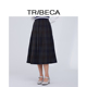 通勤中长款 TRIBECA翠贝卡2024年商场同款 休闲新款 收腰格纹半身裙