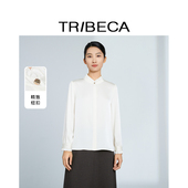 女气质优雅长袖 翠贝卡2025秋季 上衣 法式 花边立领衬衫 新款 商场同款