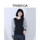 TRIBECA翠贝卡商场同款 女假两件条纹针织衫 秋季 新款