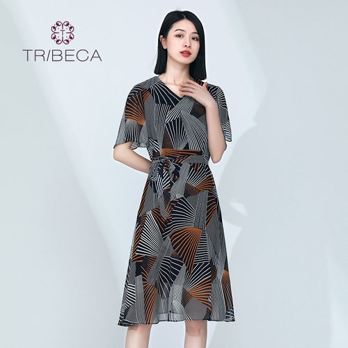 TRIBECA翠贝卡复古雪纺连衣裙