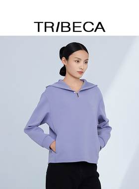 TRIBECA翠贝卡2024新款商场同款长袖卫衣绒衫卫衣卫衣女连帽春秋