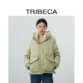 冬装 新款 商场同款 TRIBECA翠贝卡纯色长袖 连帽鸭绒短款 羽绒服
