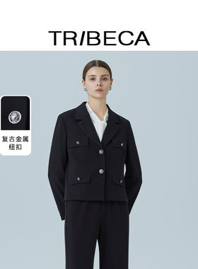 TRIBECA/翠贝卡2025秋冬新商场同款黑色韩版西服职业正装女外套