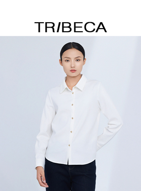 TRIBECA/翠贝卡2024秋新款商场同款白色通勤职场简约长袖翻领衬衫