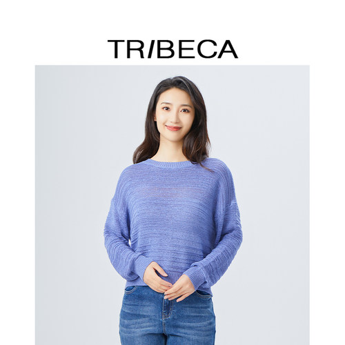 翠贝卡圆领套头长袖针织衫