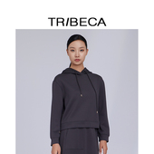 TRIBECA翠贝卡2024秋冬商场同款 套头连帽衫 新款 套头纯色休闲长袖
