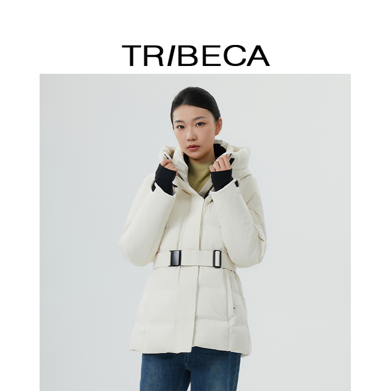 翠贝卡加厚鹅绒连帽羽绒服