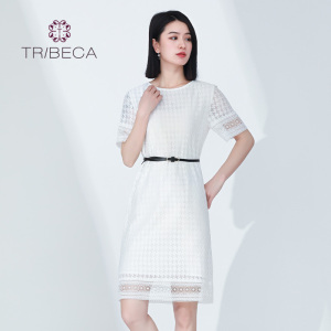 TRIBECA翠贝卡夏季商场同款女士镂空显瘦短袖连衣裙
