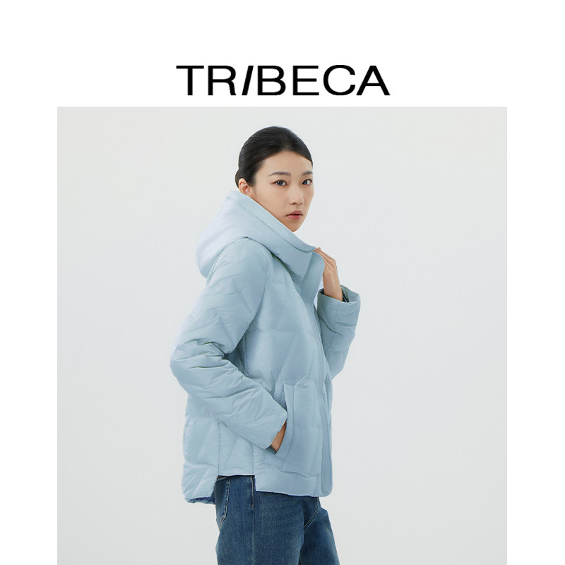 翠贝卡百搭长袖连帽羽绒服