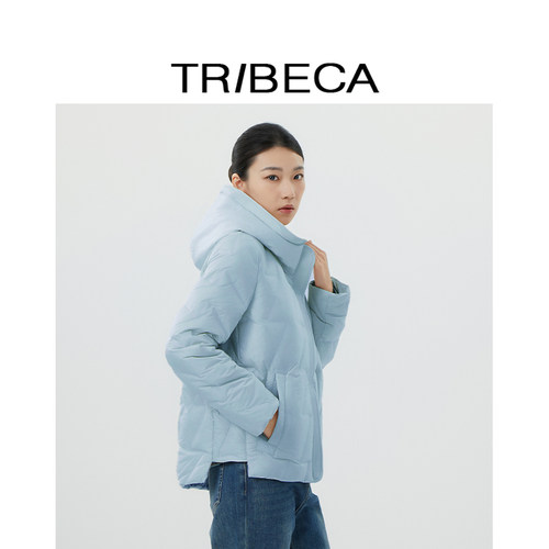 翠贝卡百搭长袖连帽羽绒服