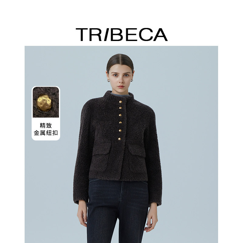 TRIBECA翠贝卡2025冬新款商场同款绵羊毛休闲颗粒绒短款外套女,女装/女士精品,短外套,淘宝优惠券,粉丝福利购,淘宝优惠卷
