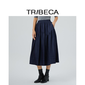 复古中长款 TRIBECA翠贝卡2025秋新款 商场同款 半身裙高腰伞摆气质