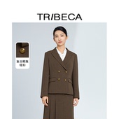 翠贝卡2025秋季 外套 通勤职业气质收腰双排扣女士西装 新款 商场同款