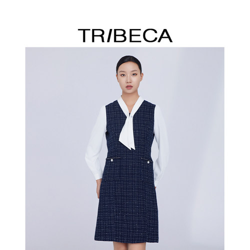 TRIBECA翠贝卡休闲风V领连衣裙
