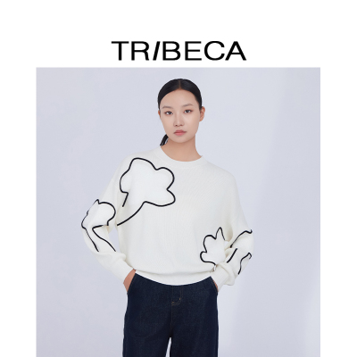 TRIBECA翠贝卡套头印花针织衫