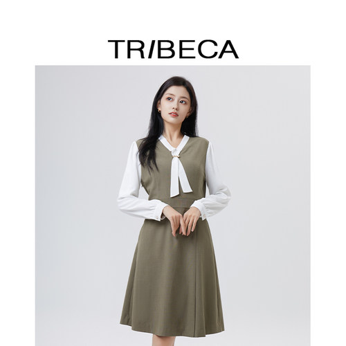 TRIBECA翠贝卡a字长袖连衣裙