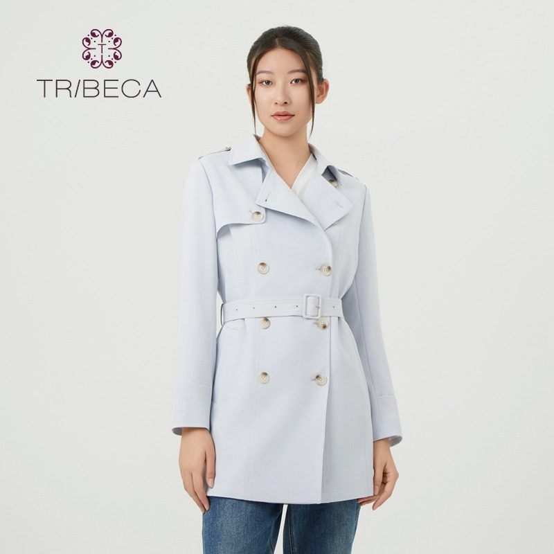 TRIBECA翠贝卡商场同款2024春季新款英伦风中款大衣修身显瘦风衣