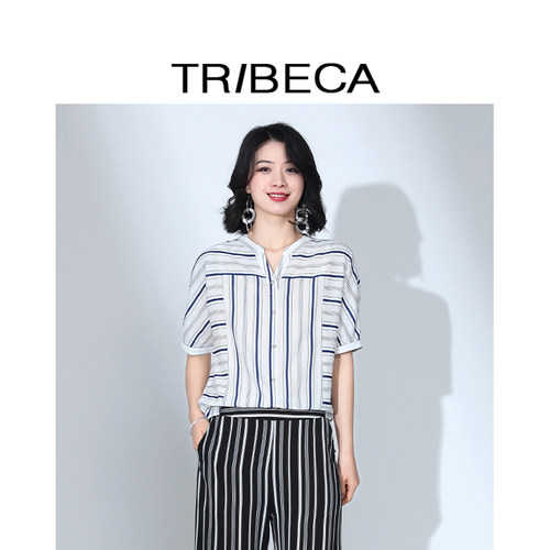 tribeca夏季新款百搭风短袖衬衫