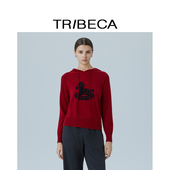 绵羊毛木马提花针织衫 TRIBECA翠贝卡2025秋新款 商场同款 复古宽松