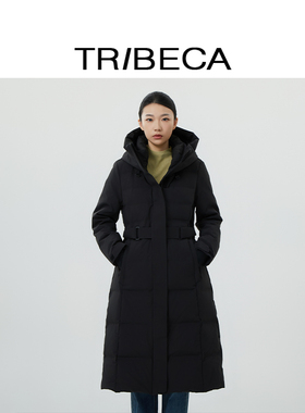 TRIBECA翠贝卡冬季新款商场同款纯色时尚收腰韩版鹅绒长款羽绒服