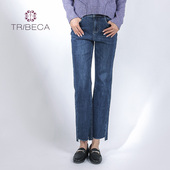 TRIBECA翠贝卡商场同款 秋女士不规则九分牛仔裤