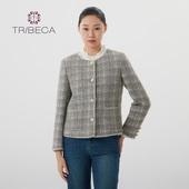 TRIBECA翠贝卡商场同款 秋季 女士网格休闲小香风外套